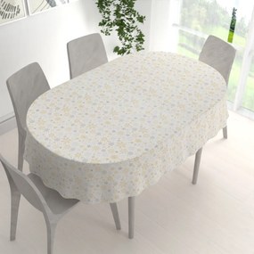 Biante Saténový oválny obrus LUP-505 Zlato-strieborné vločky na bielom 60x100 cm