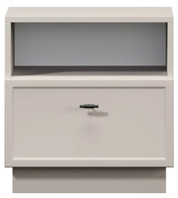 Nočný stolík Lorini 45 cm na sokli - kašmírová / čierna úchytka T