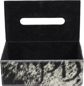 Kožený zásobník na papierové vreckovky čierna / biela - 25 * 14 * 9 cm