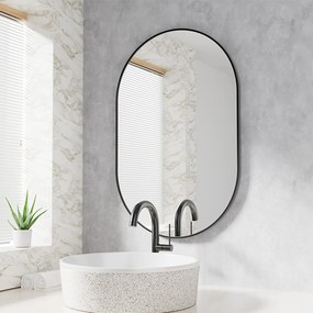 TRENDIE Oválne zrkadlo LOFT 100x50cm čierne