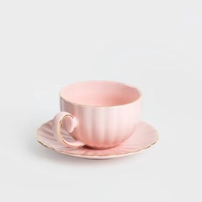 Šálka MINA s podšálkou, ružová 730634 250 ml