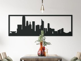 drevko Obraz Hongkong panoráma Rozmer obrazu: 29,5 x 89 cm, Farba dekorácie: Čierna