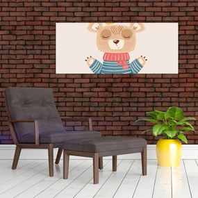 Obraz - Béžový medvedík s korunkou (120x50 cm)