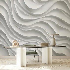 Fototapeta - 3D biele vlny (147x102 cm)