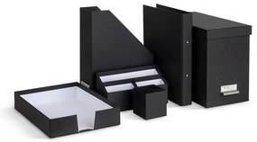 HILDA šesť-dielny čierny stolový organizér zo 100% recyklovateľného papiera