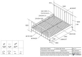 Biela kovová dvojlôžková posteľ s roštom 160x200 cm BRONXX – Vipack