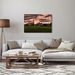 Obraz krajiny s kostolom (90x60 cm)