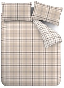 Hnedo-béžové obliečky na dvojlôžko 200x200 cm Kelso Check – Catherine Lansfield