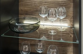 Vysoká vitrína Boston, čierna/dub ribbeck, s osvetlením, ľavá