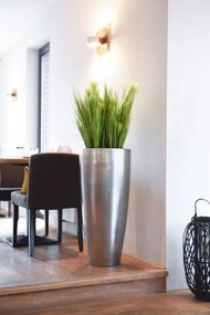 Exkluzívny kvetináč CITY, sklolaminát, výška 80 cm, strieborná metalíza