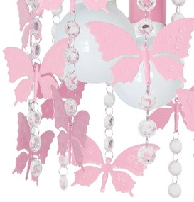 Detské stropné svietidlo Angelica, 1x krištáľové/ružové kovové tienidlo, p