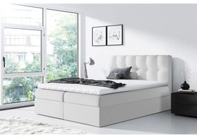 Manželská posteľ Boxspring Maddox (160x200) (ekokoža Soft 017 (biela)). Vlastná spoľahlivá doprava až k Vám domov. 1058939