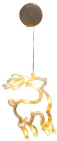 ACA Lighting LED vianočné sob do okna, teplá biela farba, IP20, 3xAAA, prísavka