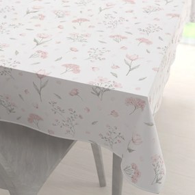 Biante Bavlnený obdĺžnikový obrus Sandra SA-741 Ružové jarné kvety na bielom 60x100 cm