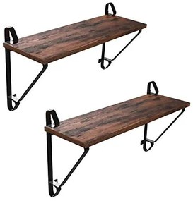 Nástenná polica, 2-dielna sada, industriálny dizajn, 33x60x20cm