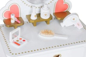 Veľký drevený detský toaletný stolík so zrkadlom pre dievčatá