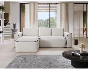 Modrá/krémovobiela rohová pohovka z textílie buklé (ľavý roh/s leňoškou) Ume – ELTAP