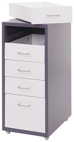 Zásuvková skrinka Boston T851 - 69x28x41cm, 5 zásuviek - tmavosivá biela