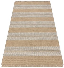 Koberec JUTE 3734 béž / sivý pásy so strapcami