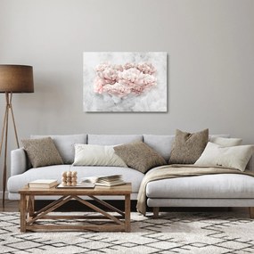 Sklenený obraz - Ružové kvety na stene (70x50 cm)
