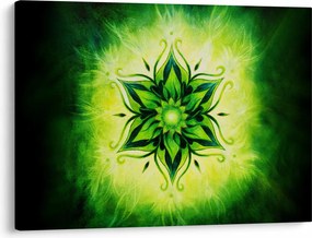 Obraz - Kvetinová mandala v zelenom pozadí (70x50 cm)