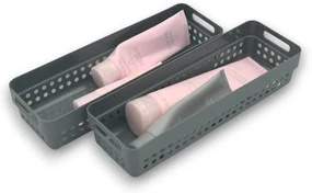 Sada 2 košíkov na organizáciu, organizéry do zásuvky KOLE 24 x 7,5 cm - sivý