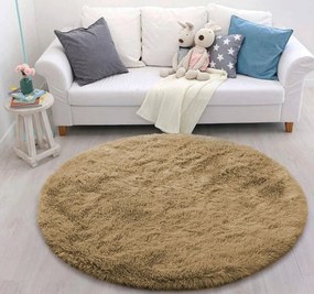Okrúhly koberec Shaggy Lana – hnedý, nadýchaný vlas Rozmer: 90 cm
