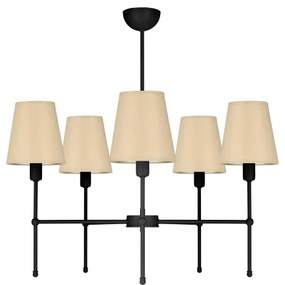Luster na tyči MADELA 5xE14/40W/230V béžová/čierna