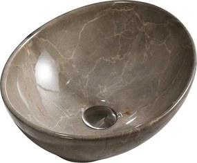 BPS-koupelny Keramické umývadlo na dosku HYD-LU-MAR8-405 40,5x30 cm, hnedý mramor