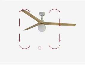 FARO 34279-11L - Stropný ventilátor KLIM L 1xE27/15W/230V dub/biela + DO