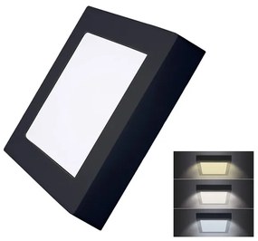 Solight WD171-B Stropný mini panel LED 12W, 900lm, 3000K/4000K/6000K, štvorcový, IP20, čierna