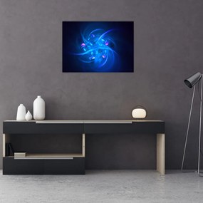 Moderný sklenený obraz modrej abstrakcie (70x50 cm)