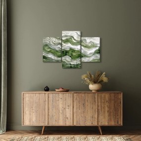 Obraz - Zelenobiele vlnky (90x60 cm)