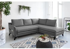 Tmavosivá rozkladacia rohová pohovka Miuform Charming Charlie L, pravý roh