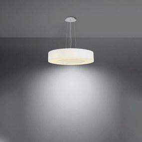 Závesné svietidlo Saturno Slim, 1x biele textilné tienidlo, (biely plast), (fi 50 cm)