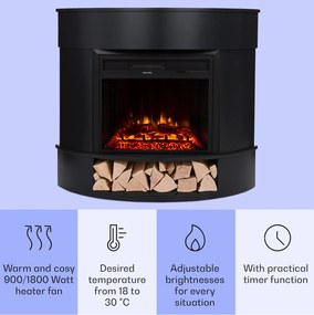 Klarstein Loloru, elektrický krb, ohrievač, 900/1800 W, týždenný časovač, diaľkové ovládanie