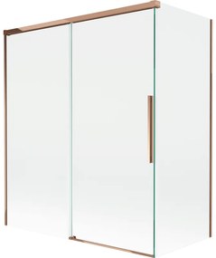 Mexen Rox, 2-krídlová posuvná vaňová zástena 140 + 70 x 150 cm, 8mm číre sklo, ružové zlato profil, 8C9-140-070-60-00