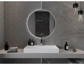Mexen Erg, okrúhle LED podsvietené kúpeľňové zrkadlo 80 cm, 6000K, vykurovacia podložka proti zahmlievaniu, 9823-080-080-611-00
