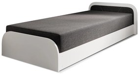 Biela/tmavosivá čalúnená/z drevotriesky jednolôžková posteľ s úložným priestorom s matracom 80x190 cm Parys – ELTAP