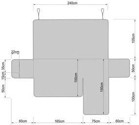 Poťah na rohovú sedačku pravý PARIS hnedý, 240 cm