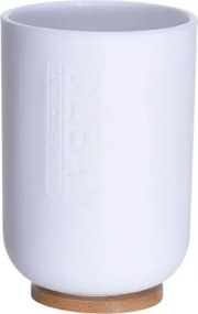 Pohár na kefky biely/bambus, 11 cm%