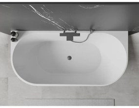 Mexen Oval, voľne stojaca nástenná vaňa 140 x 75 cm, biela, brúsený grafit prepad, 52671407500-95