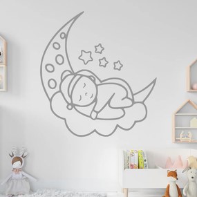 Veselá Stena Samolepka Noc na mesiačiku Farba: šedá, Veľkosť: 100 x 108 cm