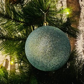 DECOLED Plastová koule, prům. 10 cm, světle modrá, 6x glitter