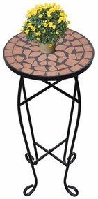 Mozaikový stolík na kvety keramika Dekorhome Čierna