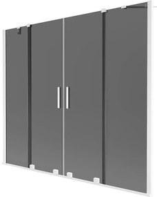 Mexen Velar Duo, 2-krídlová posuvná vaňová zástena 200 x 150 cm, 8mm šedé sklo, biely profil, 896-200-000-42-20