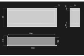 InFire - Rohový BIO krb 45x120 cm 3kW čierna