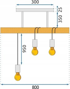 Toolight Toolight, závesné moderné svietidlo 3xE27 APP973-3CP LINE, čierna-hnedá, OSW-03242