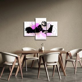 Obraz - Žena s čiernou mačkou (90x60 cm)