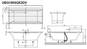 Villeroy & Boch Squaro Edge 12 Duo - Vaňa 1900x900 mm, vrátane odpadu a prepadu, alpská biela UBQ190SQE2DV-01